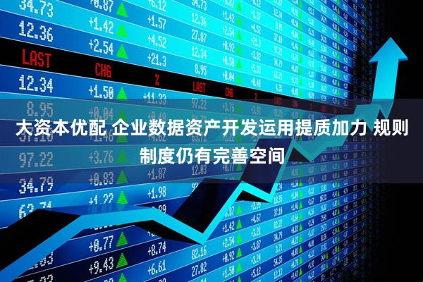 大资本优配 企业数据资产开发运用提质加力 规则制度仍有完善空间